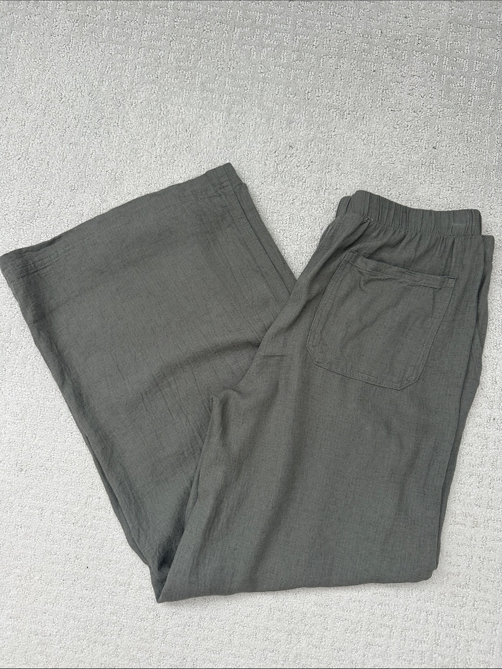 Splendid linen wide-leg pants in olive green elastic waist